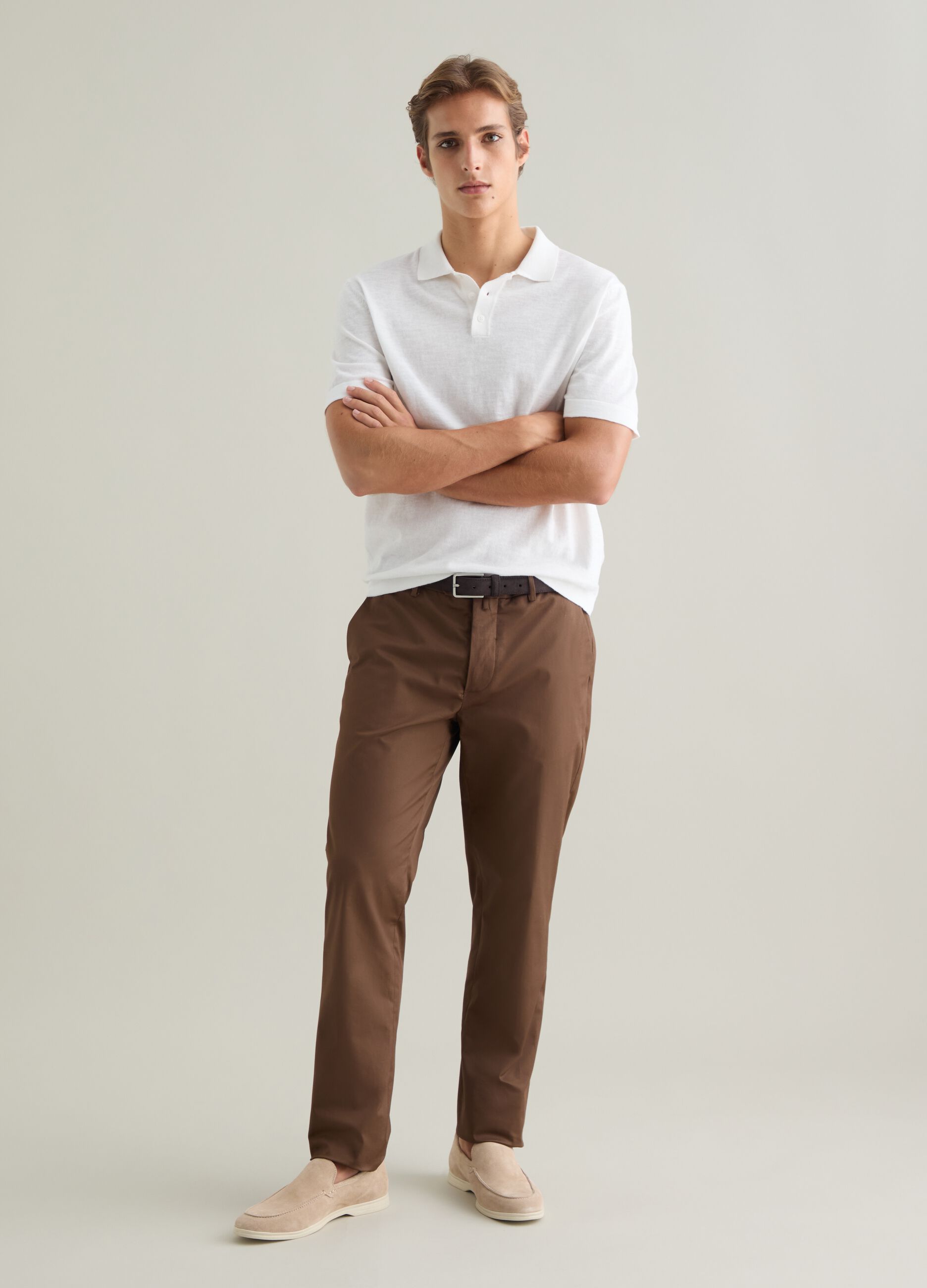 Beige Leather Moccasins by Piombo