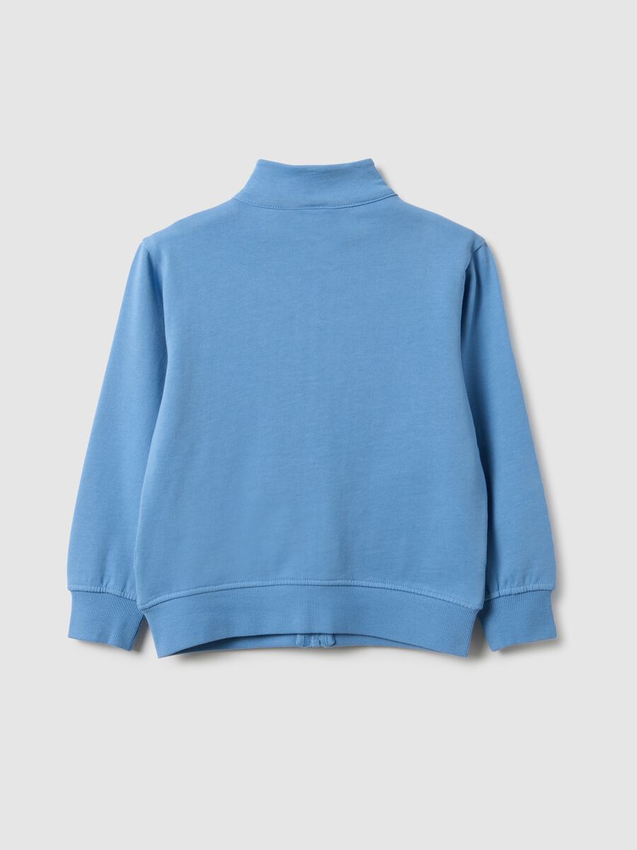 Blue pure cotton regular fit kids' sweatshirt with full zip_1