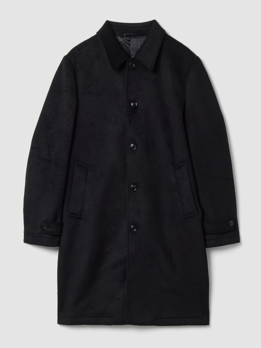 Cappotto nero regular fit con bottoni_0
