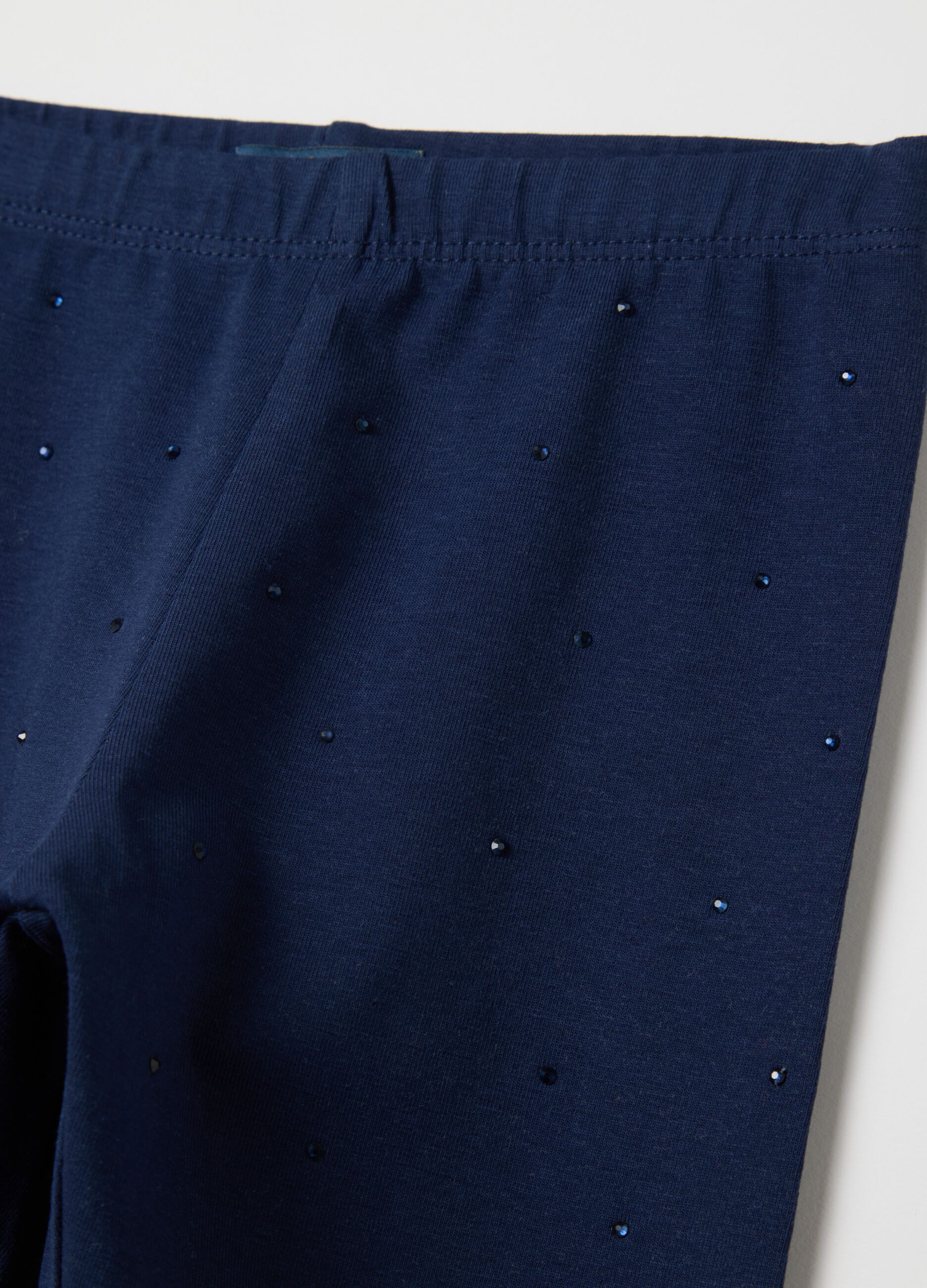 Black leggings in stretch cotton with diamantés