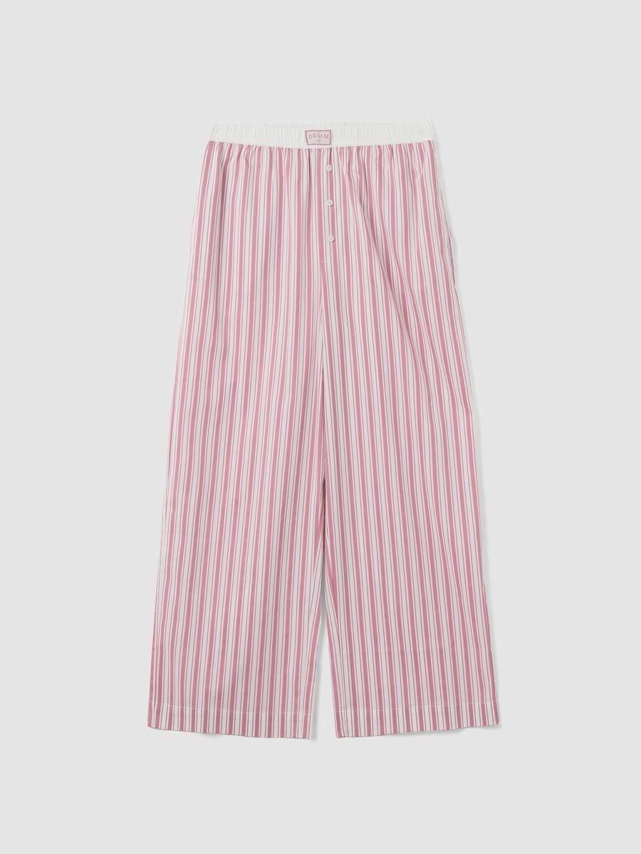 Pantaloni pigiama rosa in cotone organico a righe regular fit_4