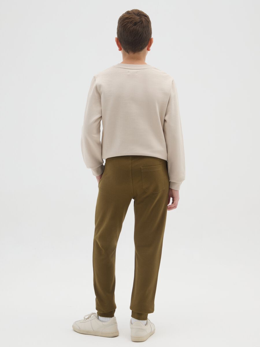 Pantaloni da ragazzo in puro cotone verde regular fit_1