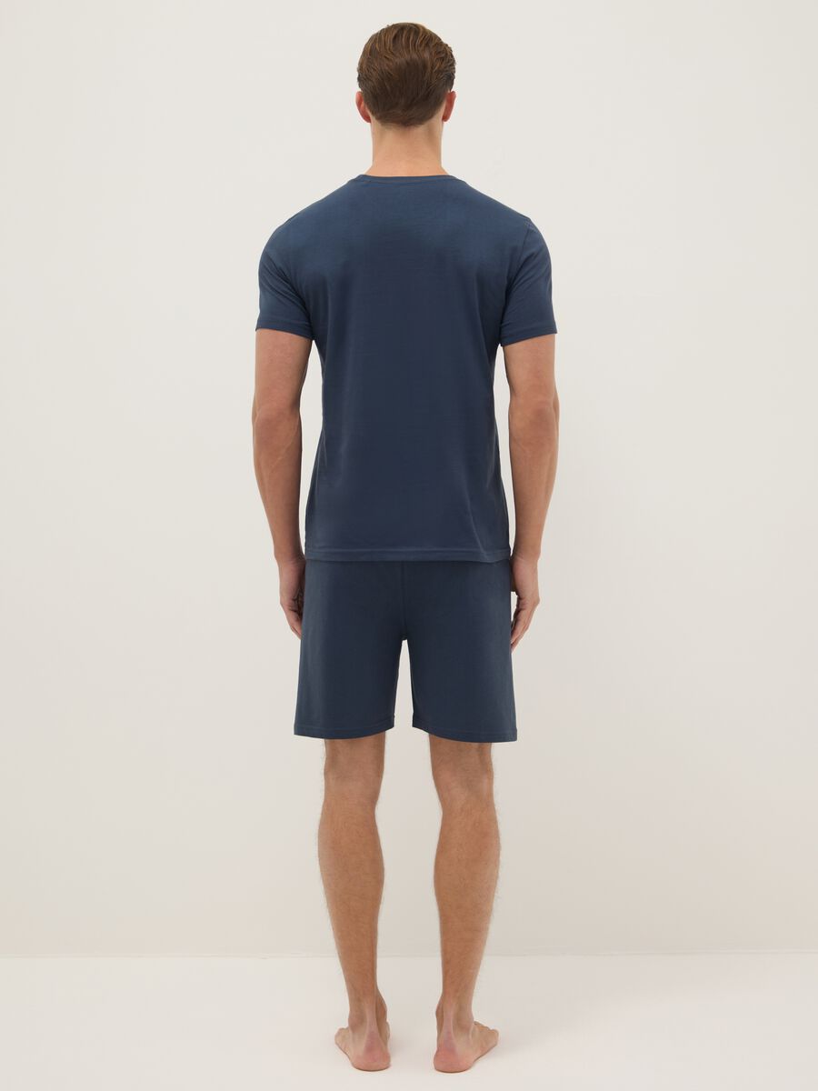 Short pyjamas in pure blue cotton regular fit with print_2