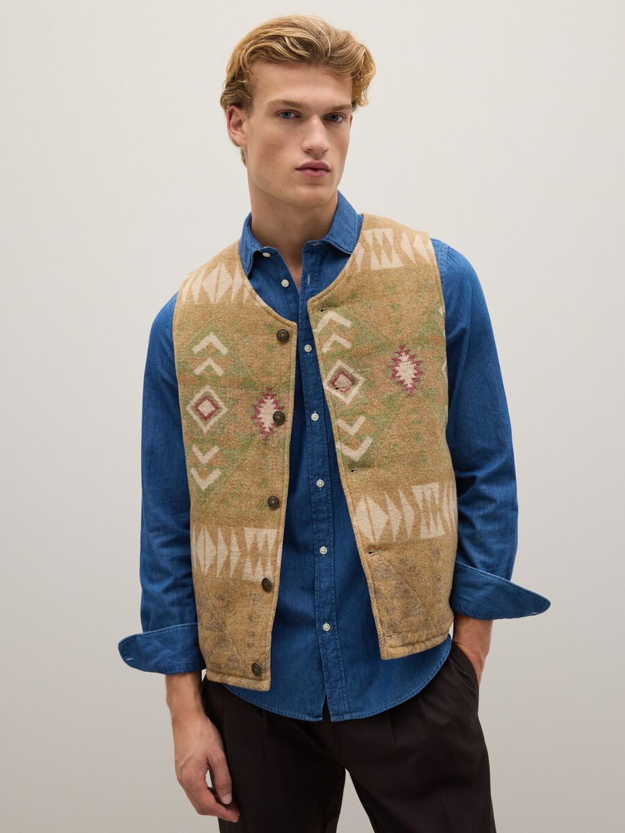 Multicolour wool blend waistcoat with buttons_1