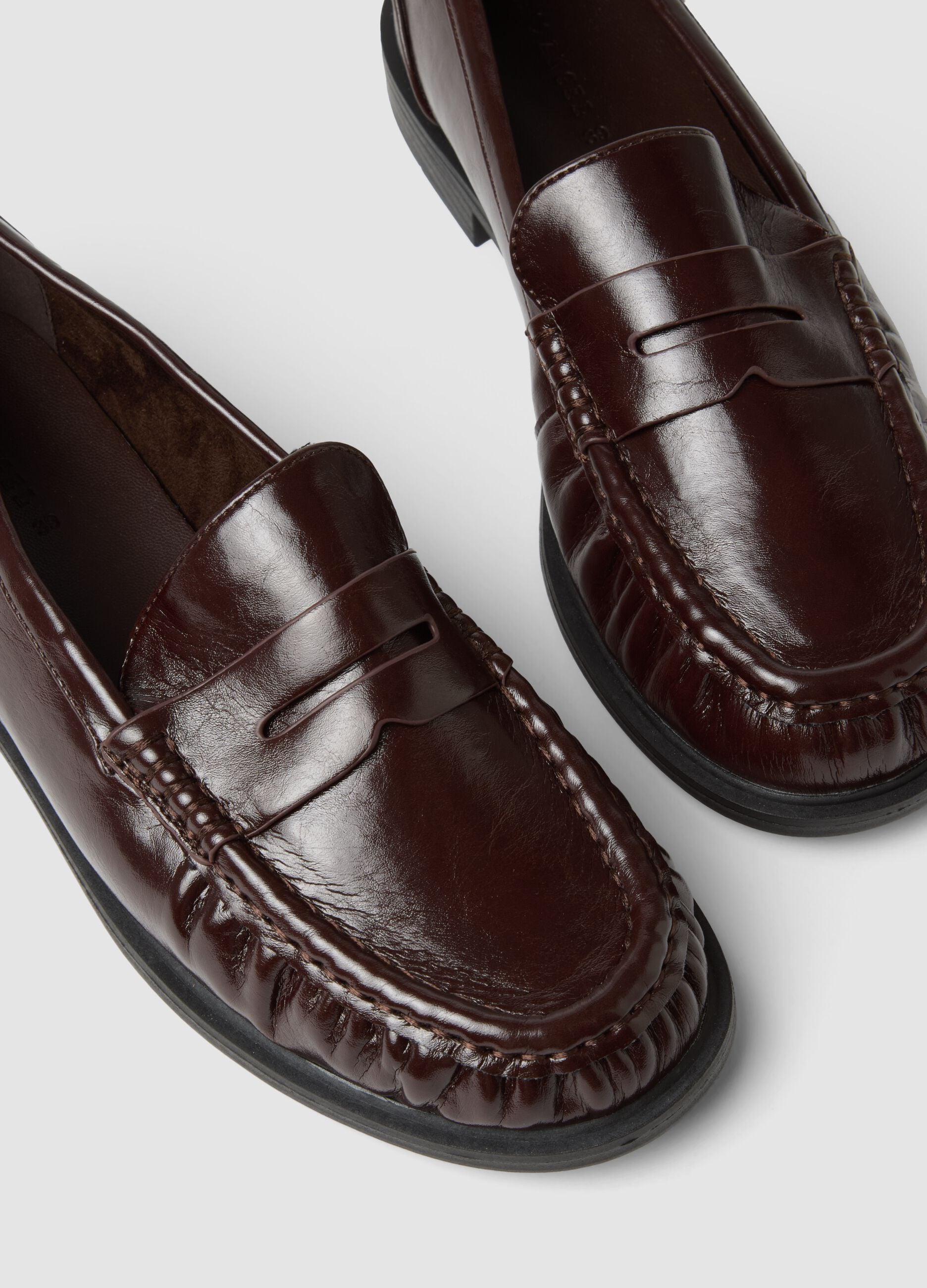 Classic glossy brown loafers