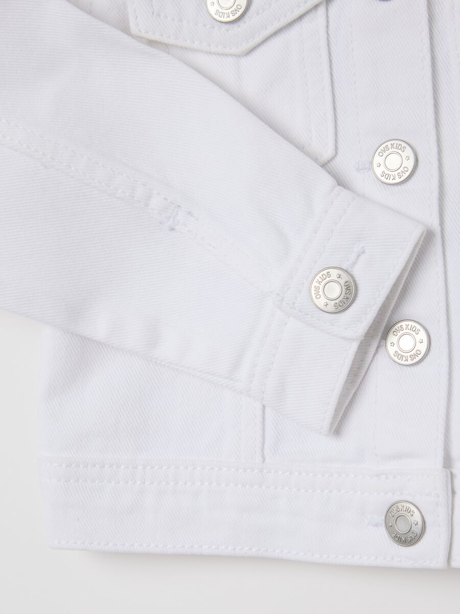 White jacket in drill with "Sweet all Day" embroidery_2