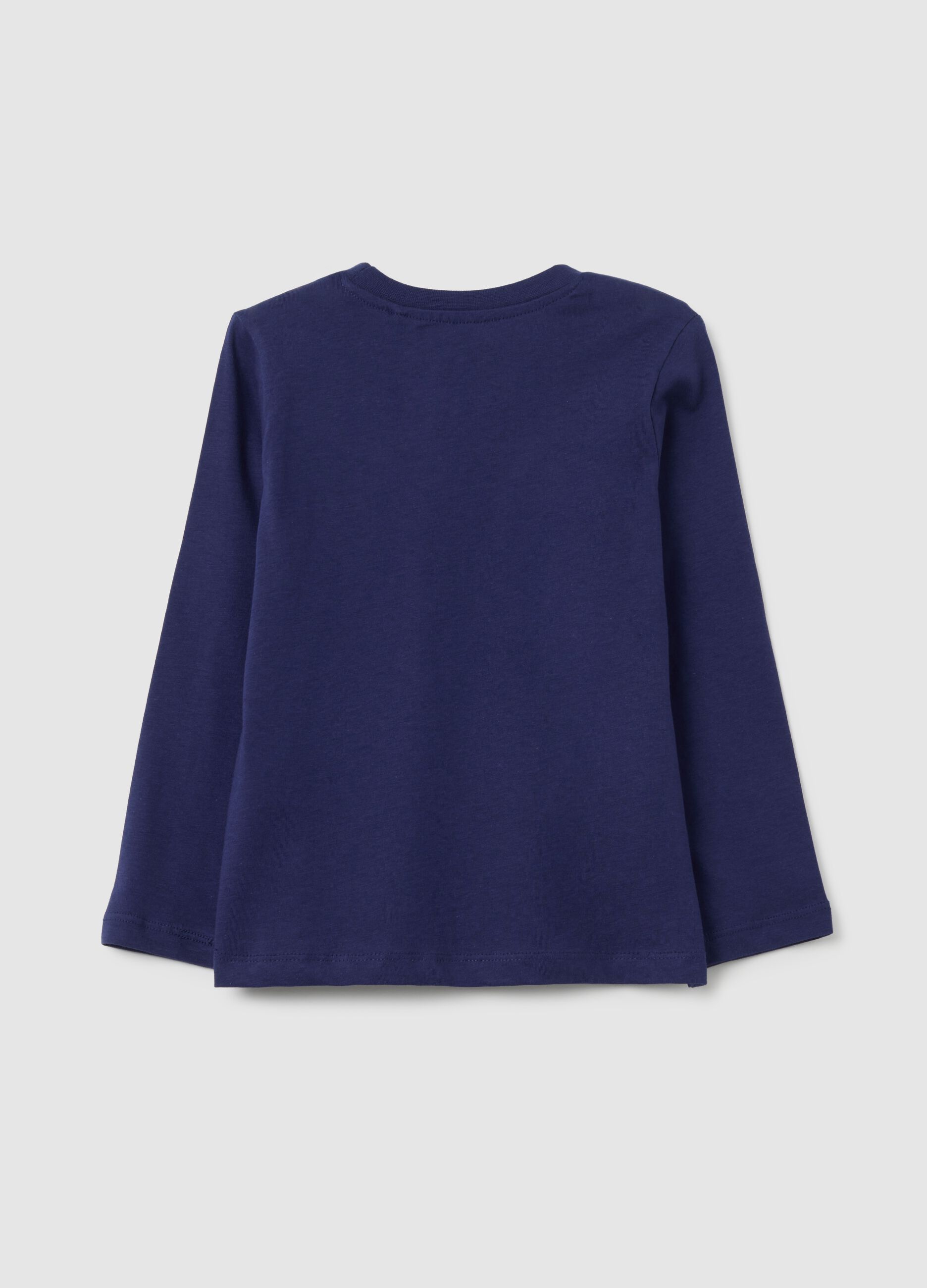 Girls' blue pure cotton regular fit sweater with stars