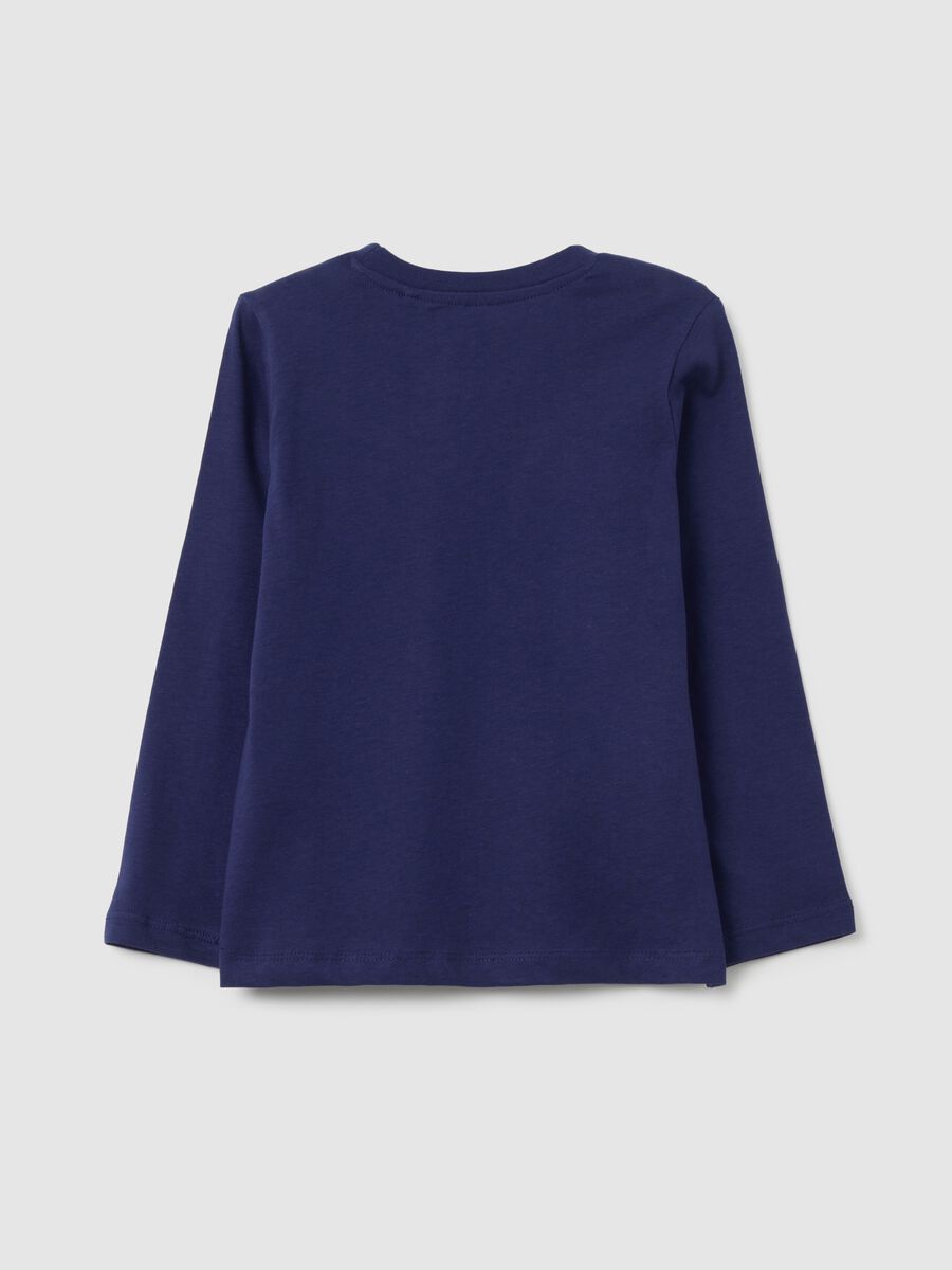 Girls' blue pure cotton regular fit sweater with stars_1