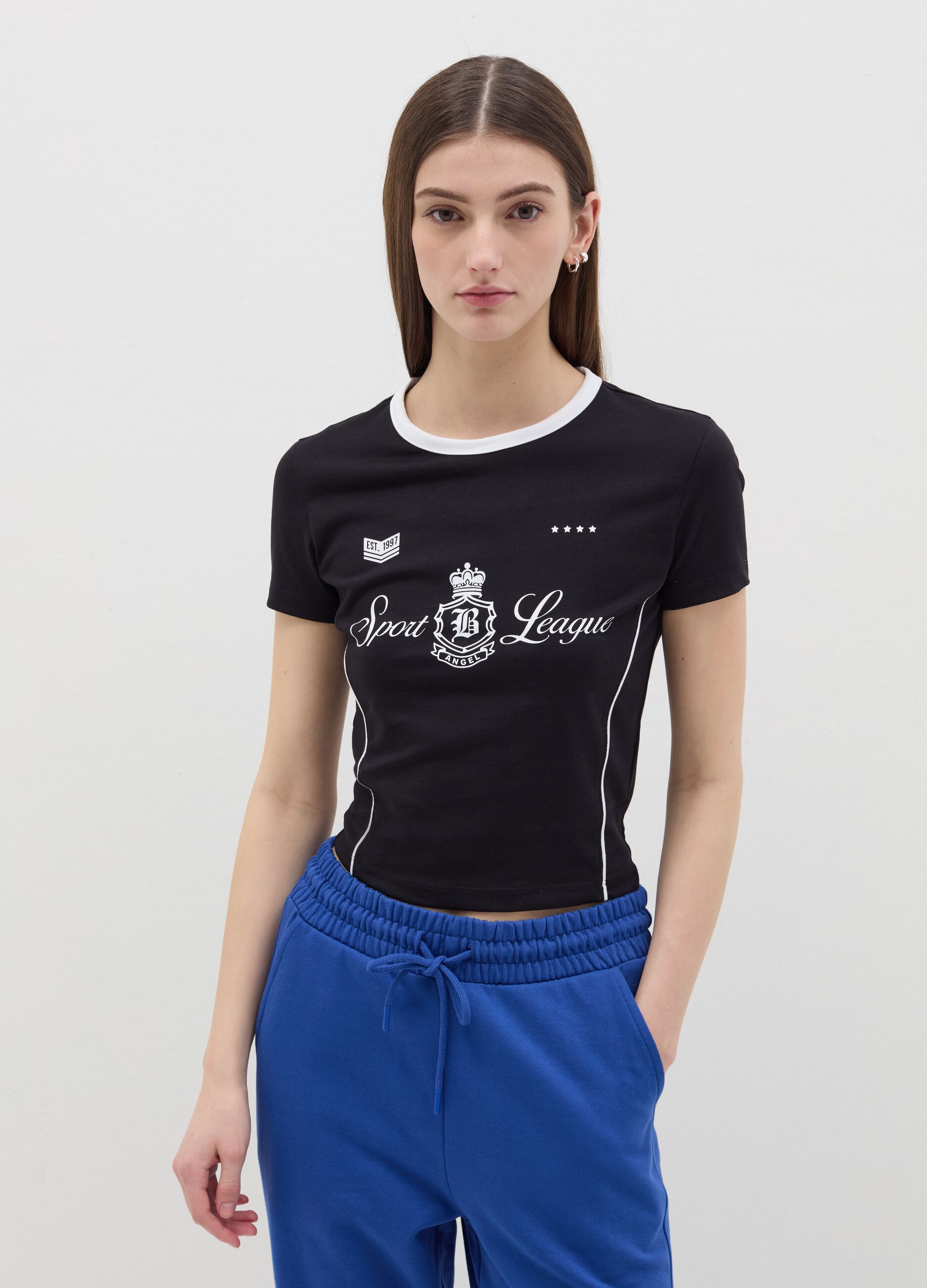 Cropped T-shirt with print
