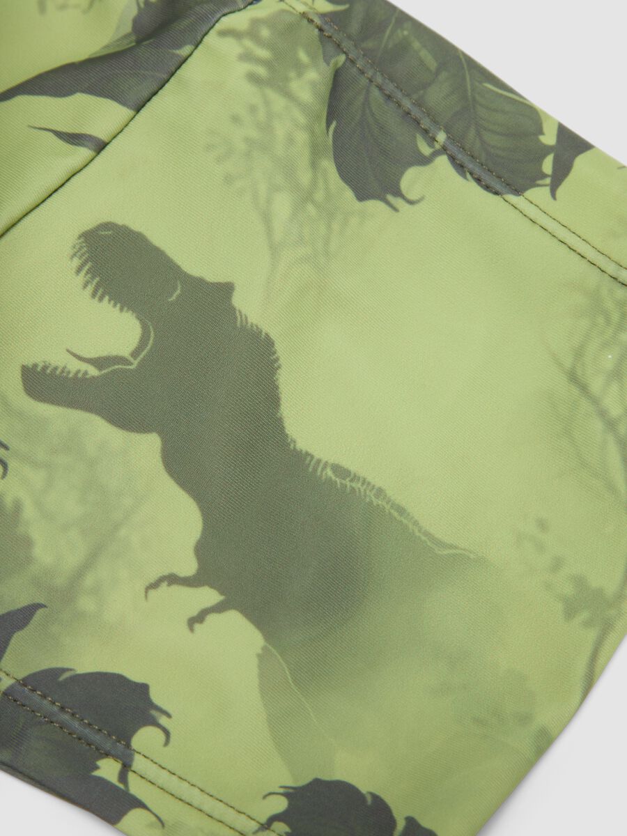 Green dinosaur-print stretch swim trunks_3
