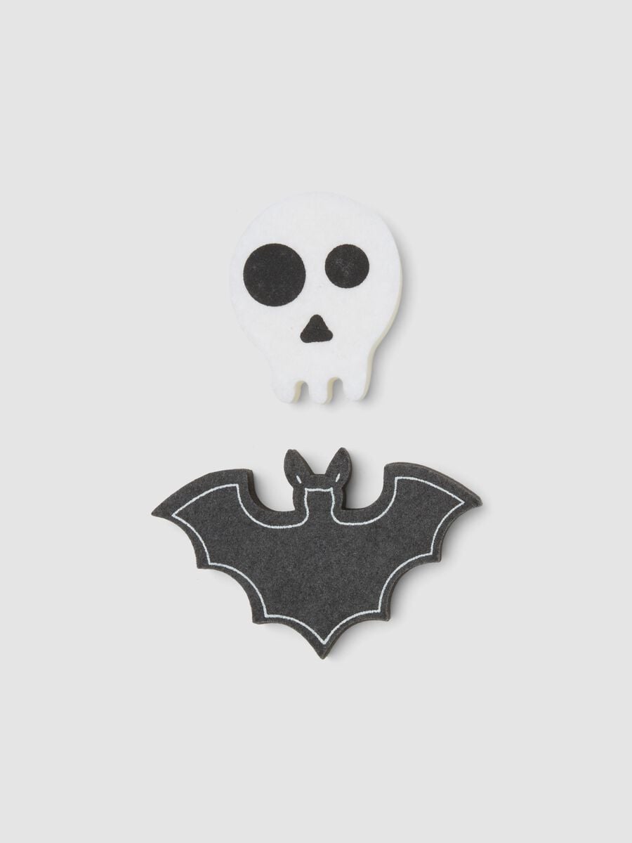 Set spugne da cucina bianco e nero a forma di teschio e pipistrello_1