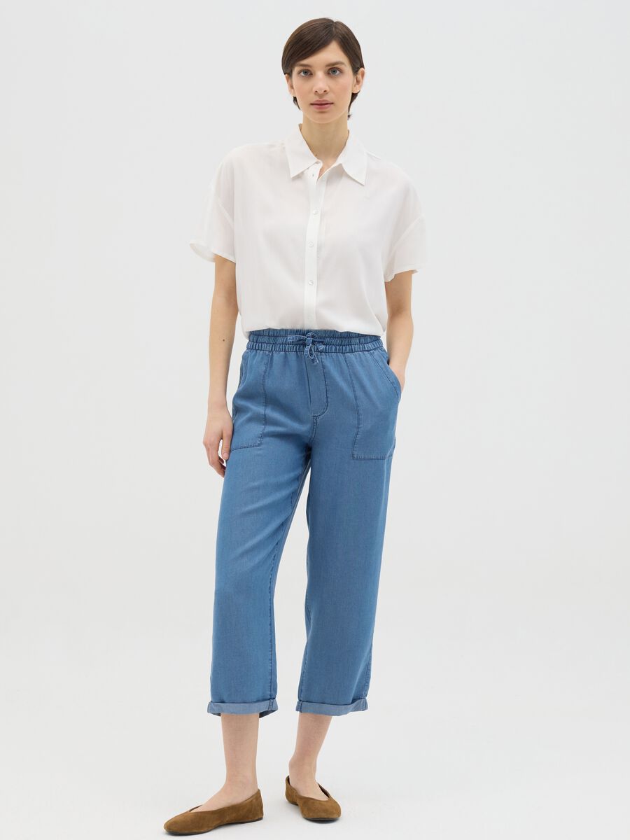 Blue relaxed-fit trousers in Lyocell_0