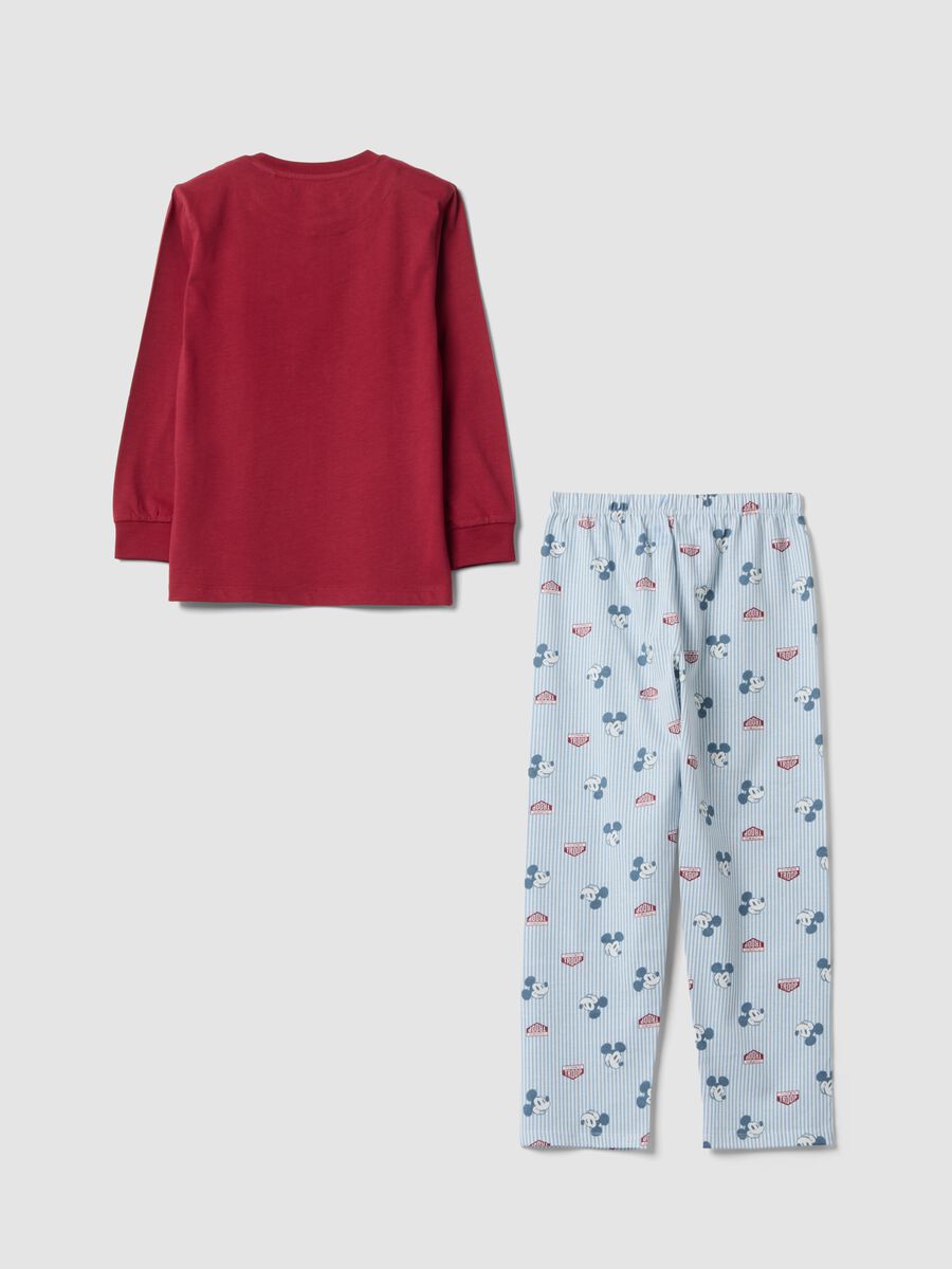 Red Mickey Mouse print organic cotton pyjamas for boys_1