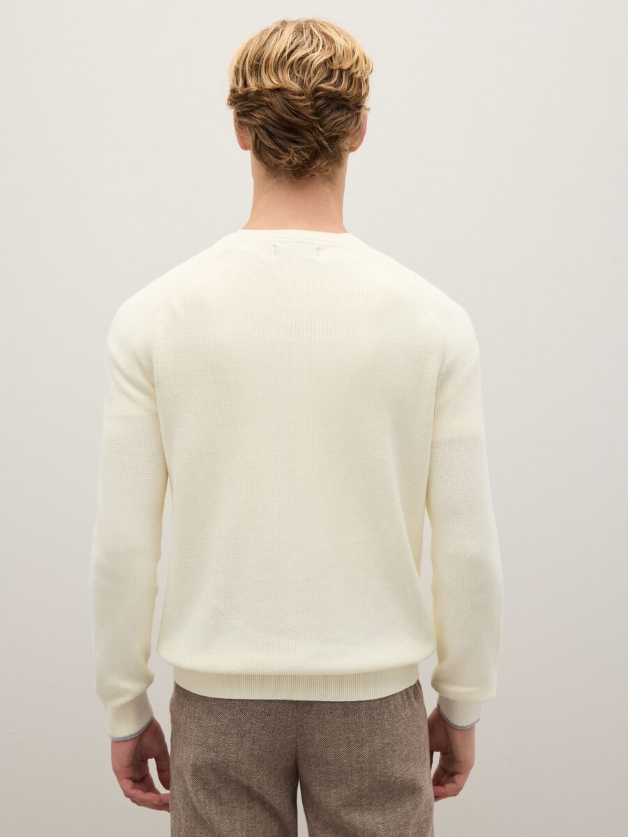 Beige pure cotton sweatshirt regular fit with crew neck_2