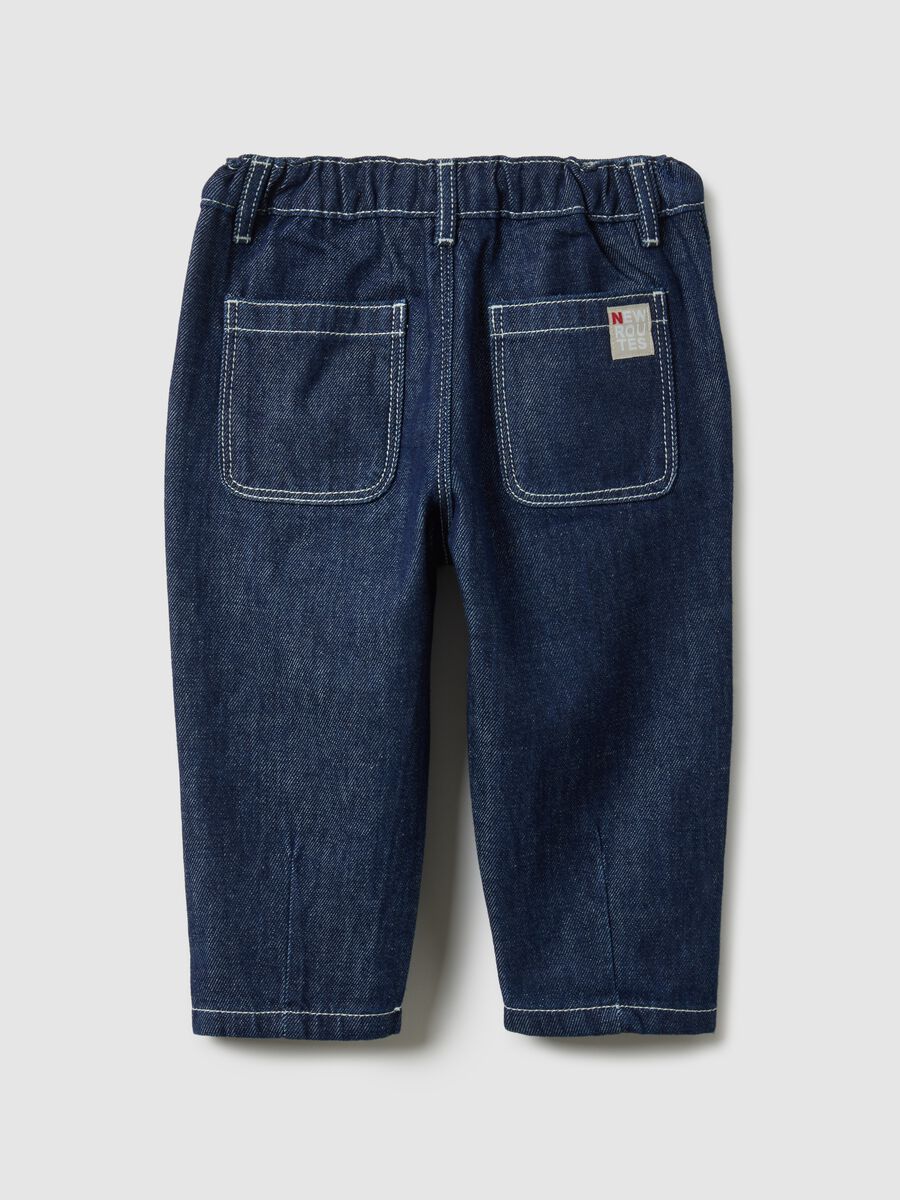 Blue pure cotton regular fit trousers for boys_1