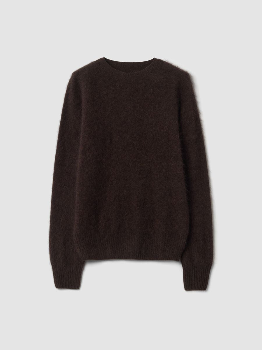 Brown crew-neck wool and cashmere-blend jumper, oversized fit_4