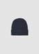 Blue jersey knit beanie with turn-up_0
