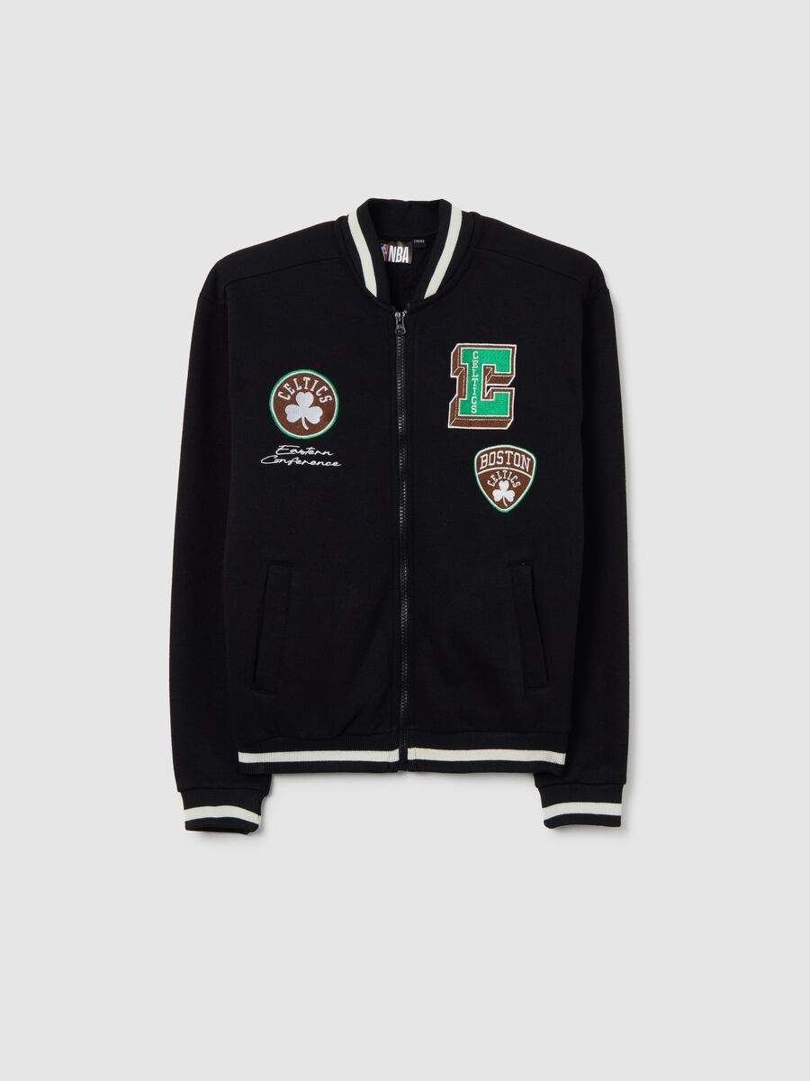 Black cotton blend kids' sweatshirt regular fit with Celtics logo_0