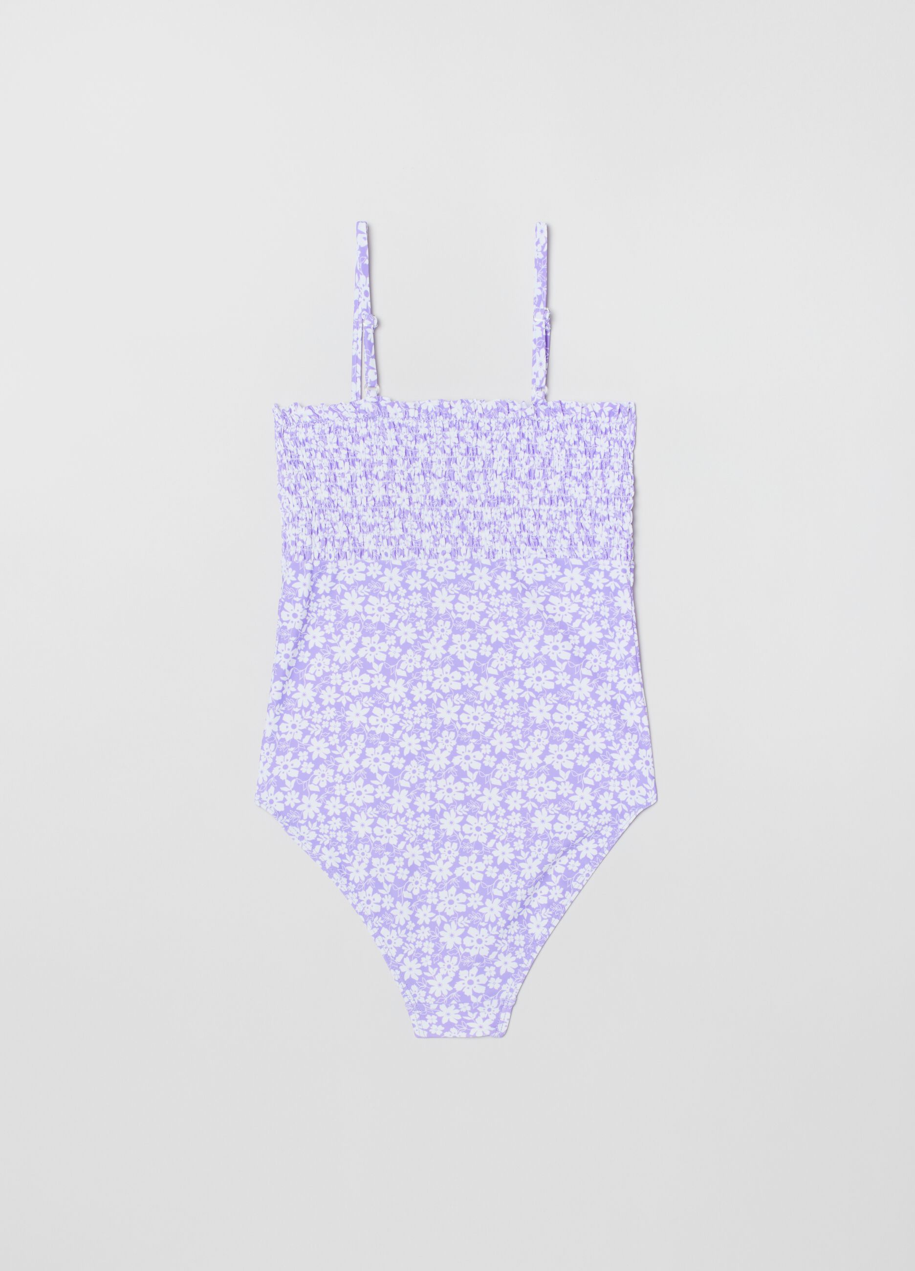 Costume intero floreale con punto smock_1