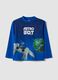 Blue pure cotton Astro Bot print T-shirt, relaxed fit_0