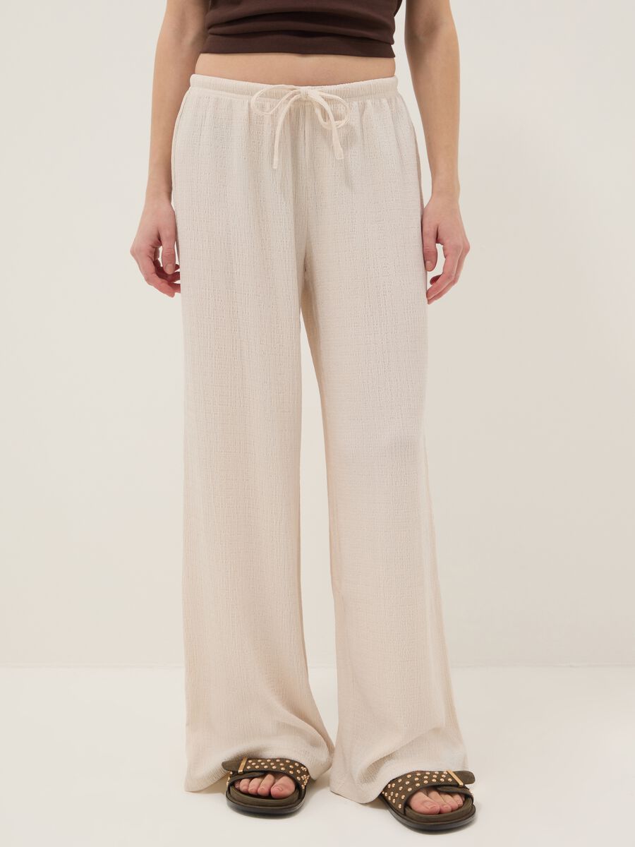 Pantaloni jogger beige wide leg_2