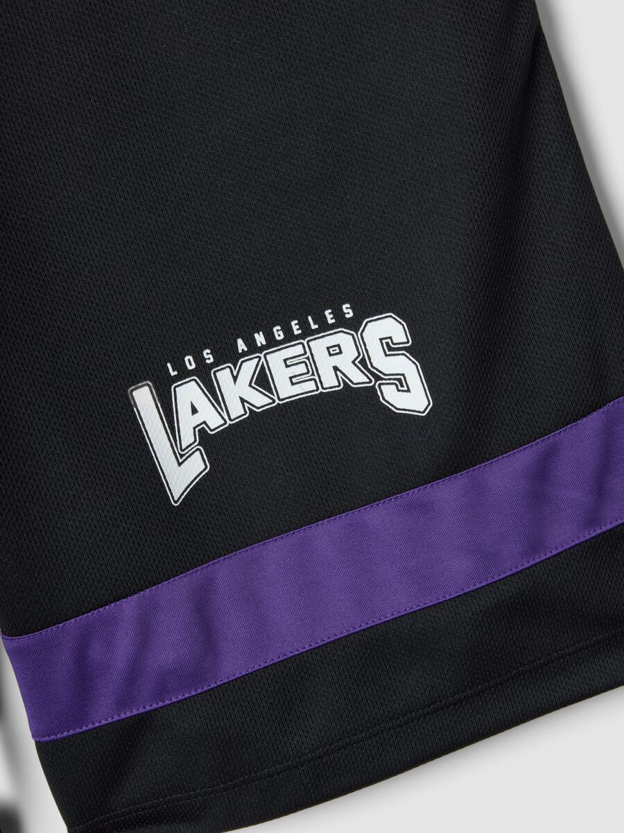 Multicolour Pure Cotton Shorts with Los Angeles Lakers Logo_5