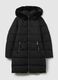 Black long padded jacket regular fit with hood and zip_4