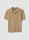Beige short-sleeve pure cotton polo shirt, regular fit_4