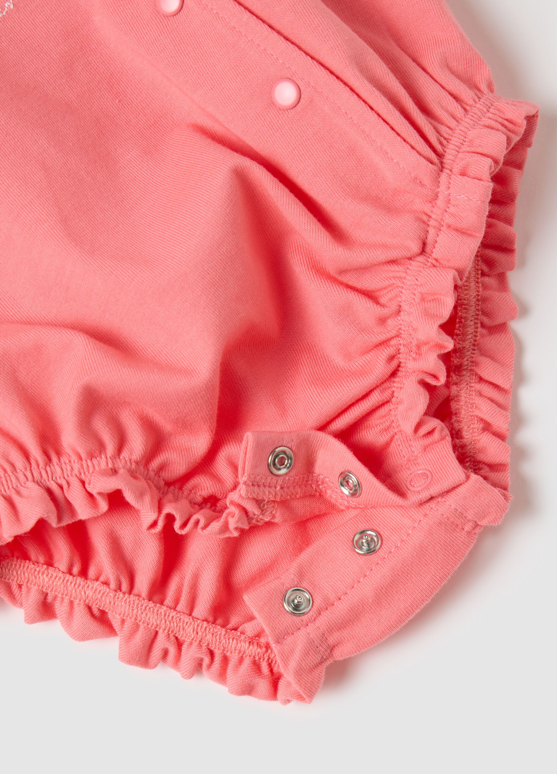 Tutina da neonata in puro cotone rosa con ricamo