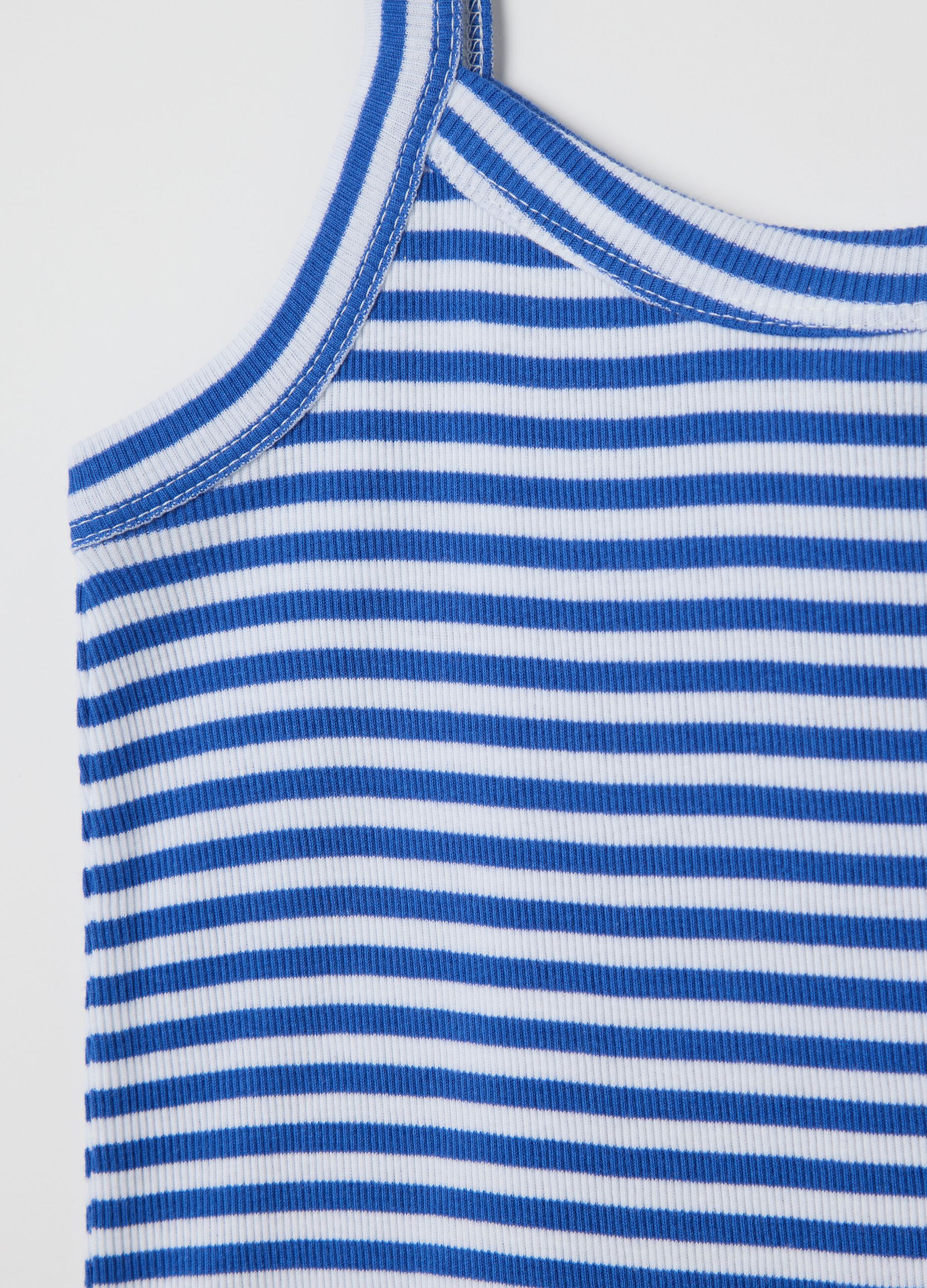 Blue and white striped cotton top