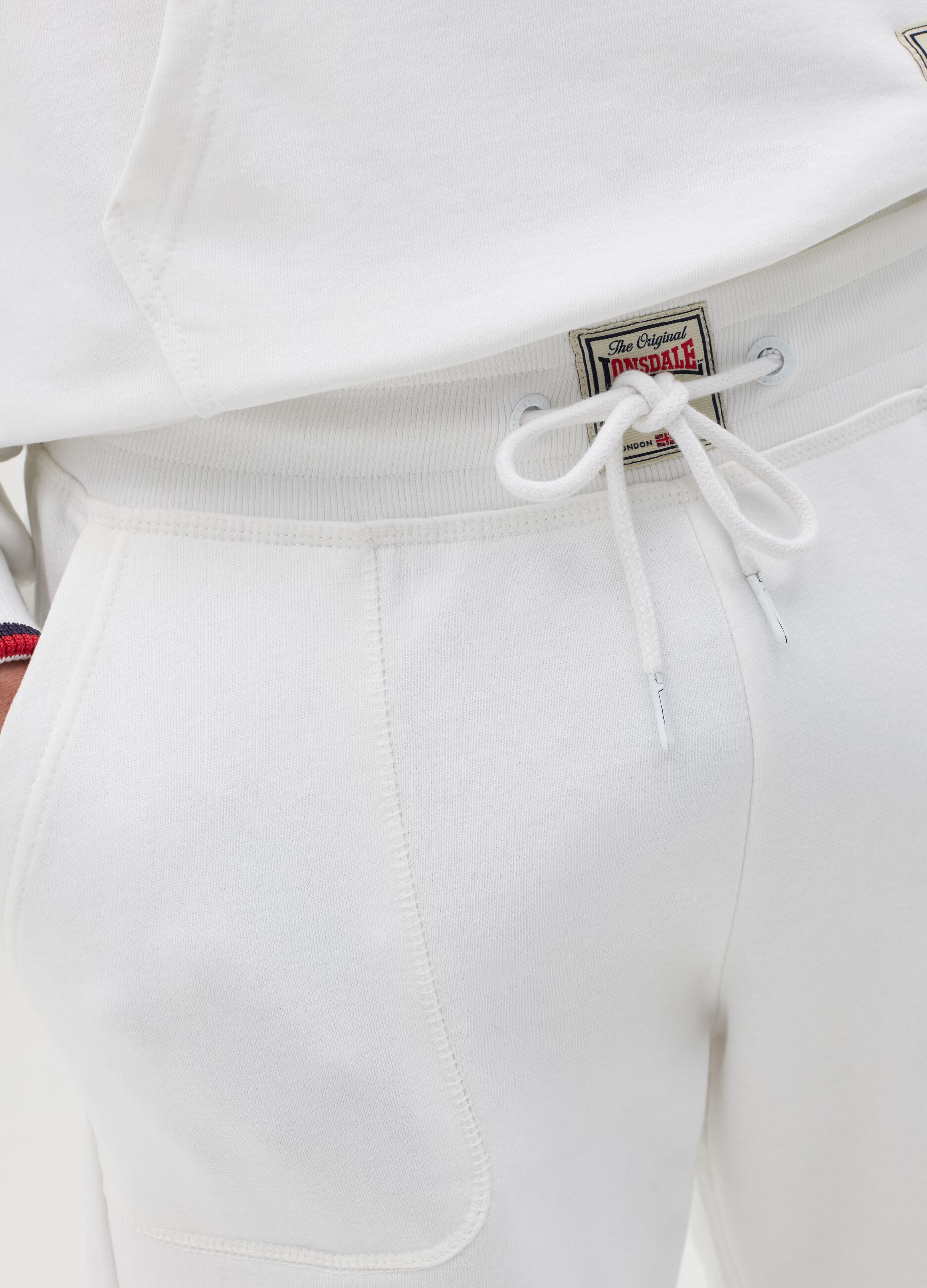 Bermuda jogger bianco stampa logo