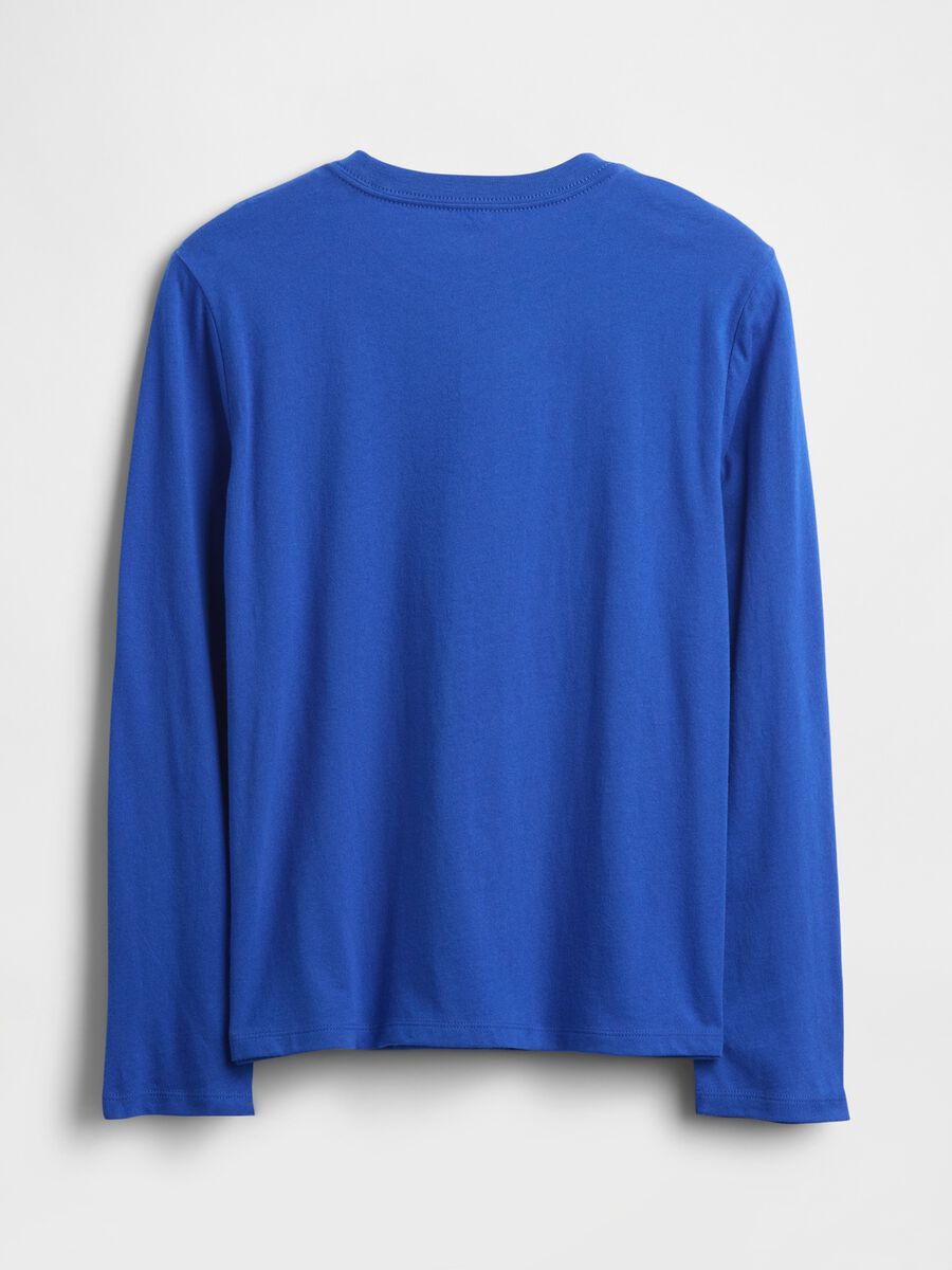 Blue Long Sleeve Cotton T-shirt_1