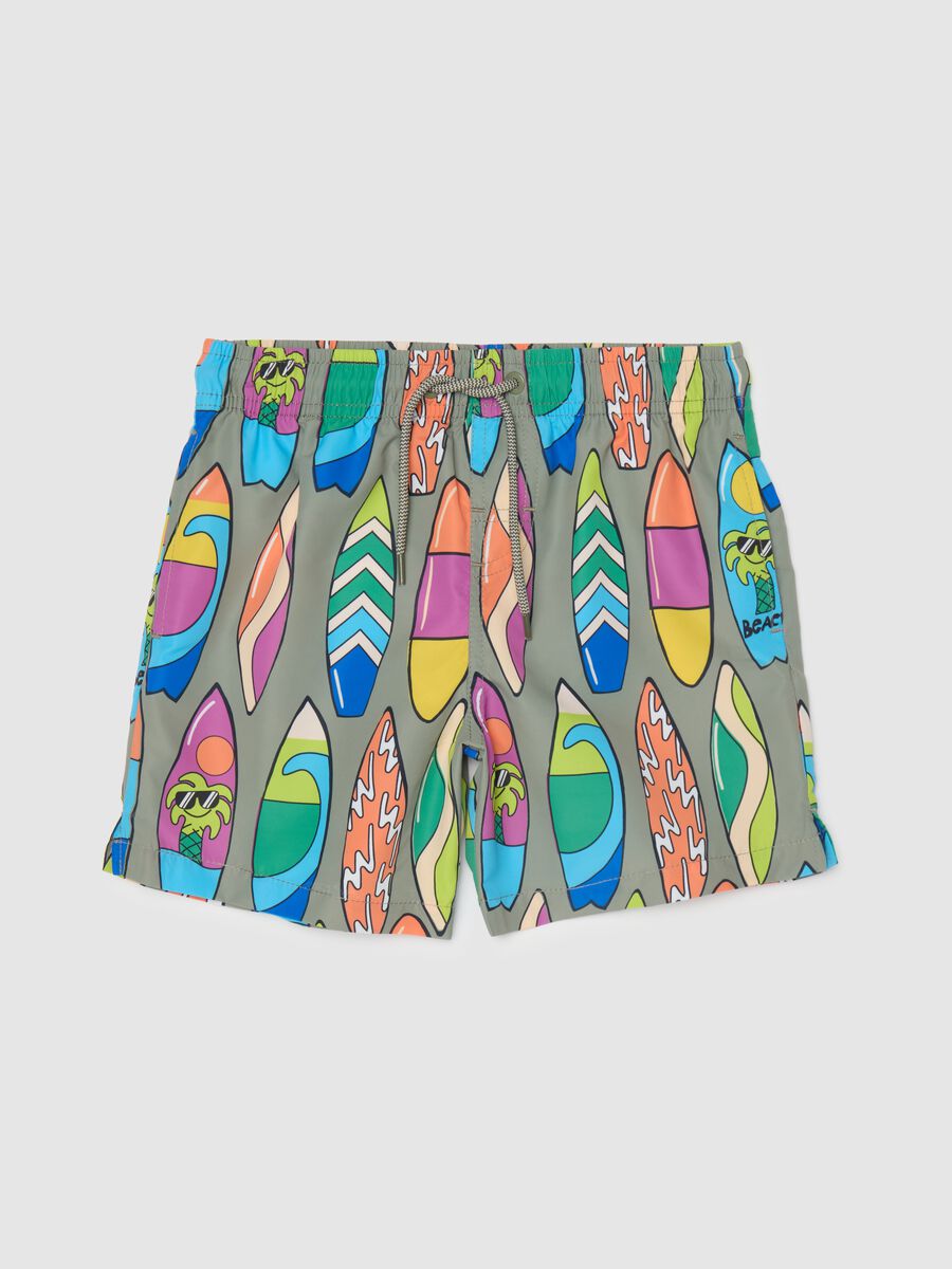 Children's swimsuit in multicolour fabric, regular fit with elastic waistband_0