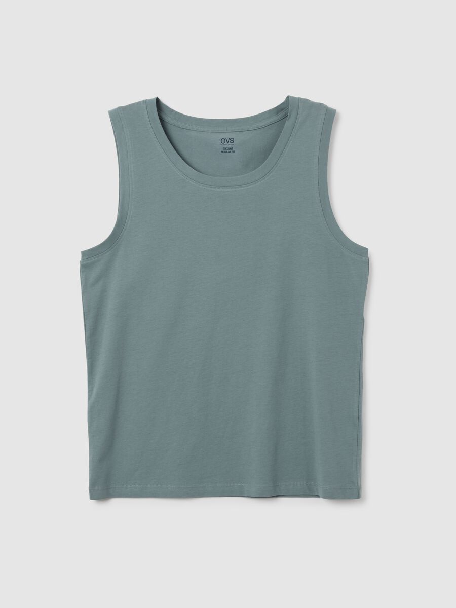 Men's basic green cotton tank top, regular fit_4