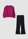 Purple and black 100% cotton tracksuit with crew-neck sweatshirt for girls_1