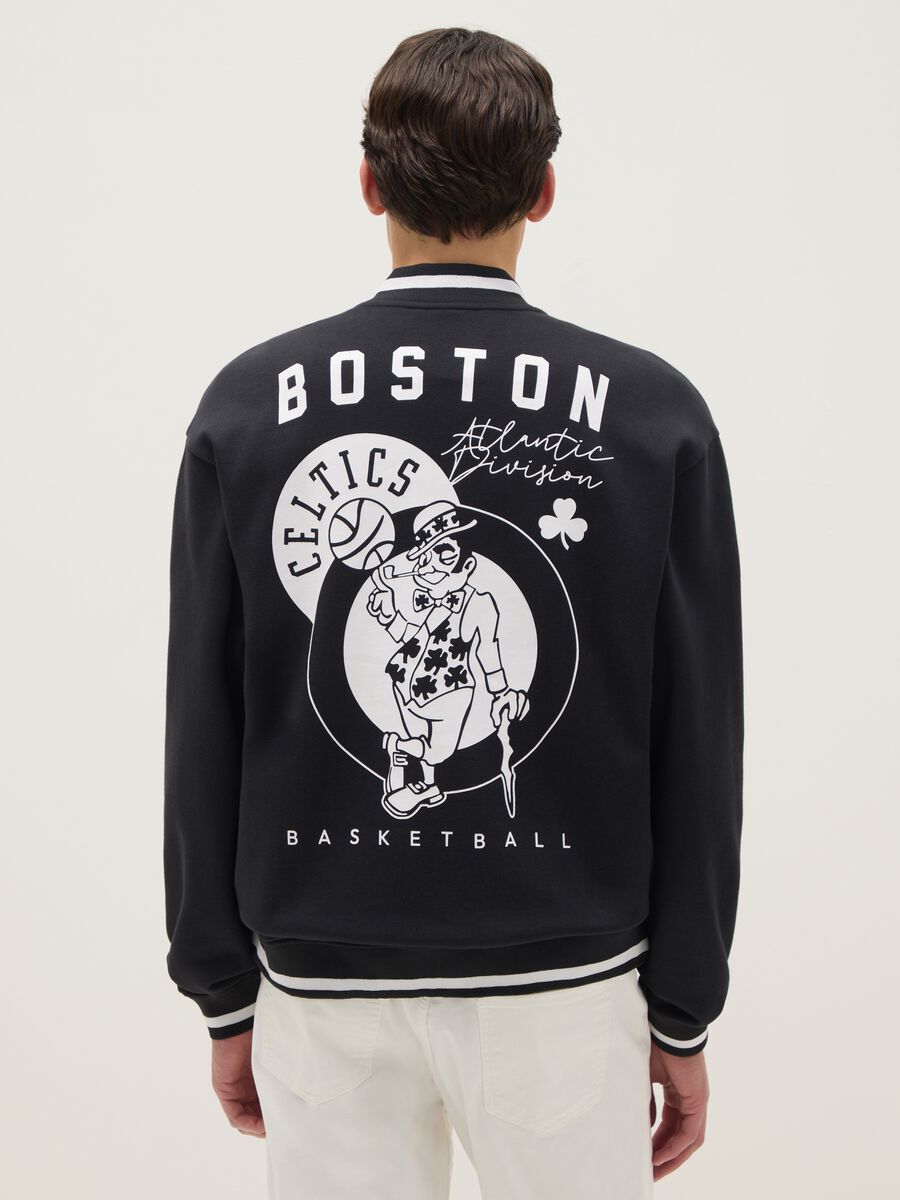 Black cotton blend jacket regular fit with Boston Celtics logo_2