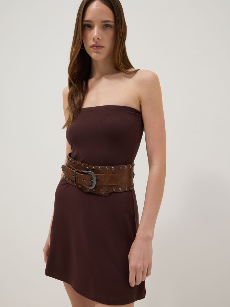 Brown Stretch Viscose Mini Dress_2