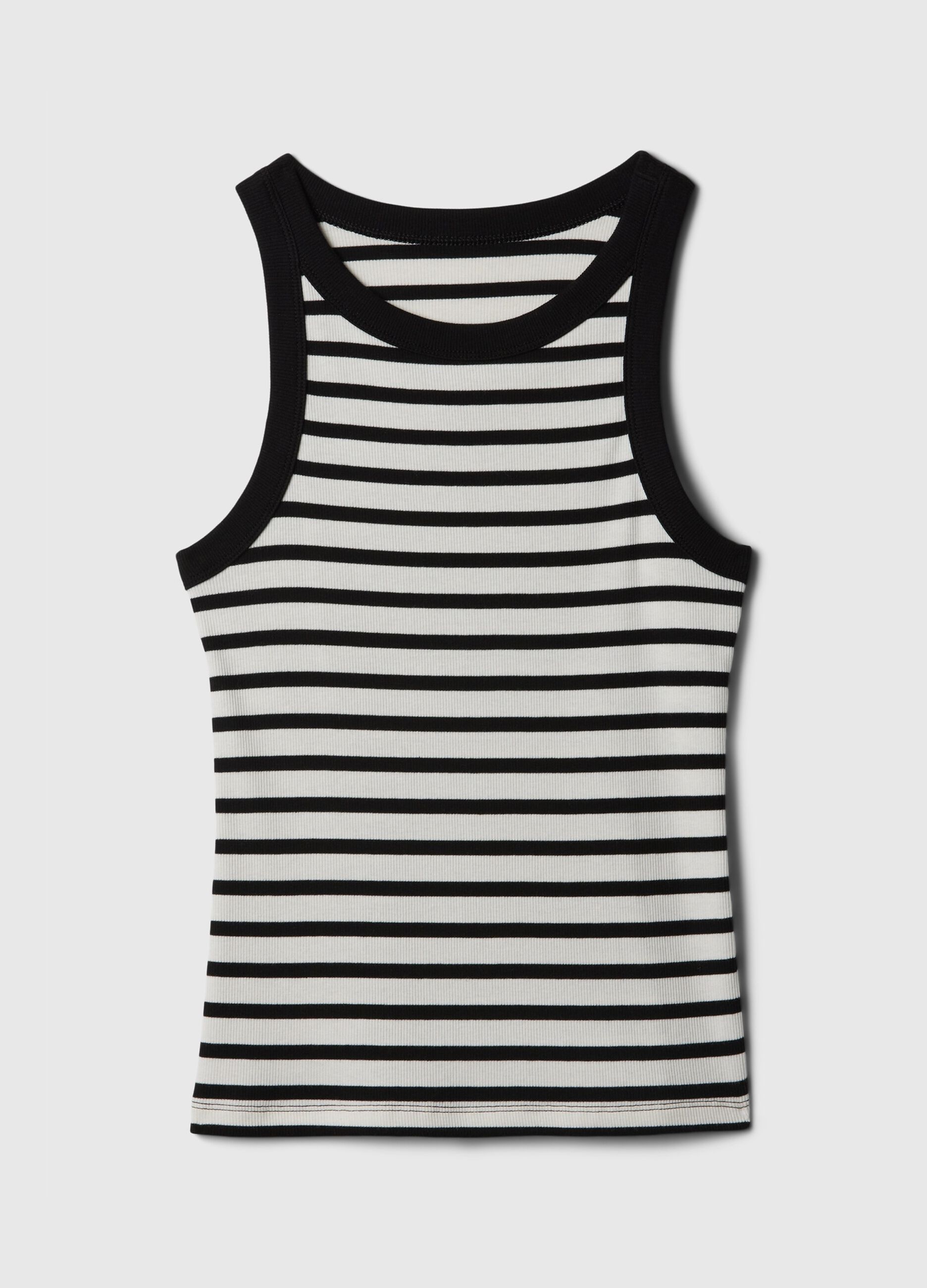 Ribbed tank top with halter neck