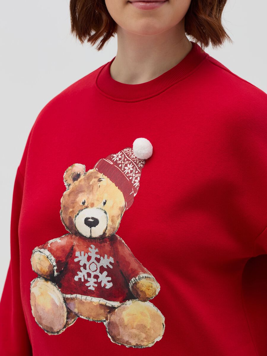 Curvy sweatshirt with Christmas bear print_2