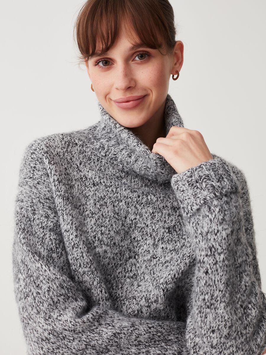 Pullover melange a collo alto_1
