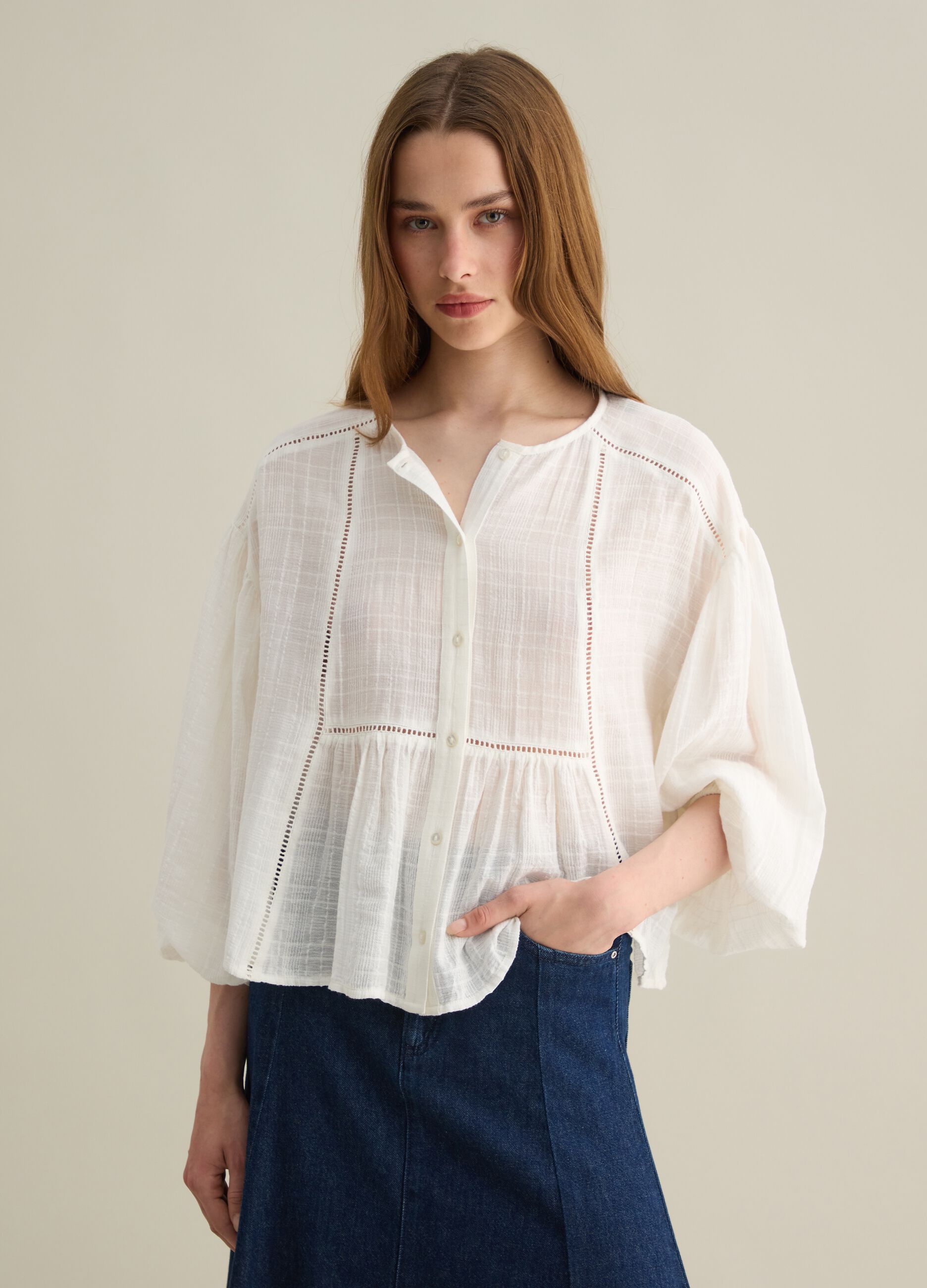 White blouse in cotton