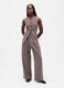 Brown stretch fabric trousers_0