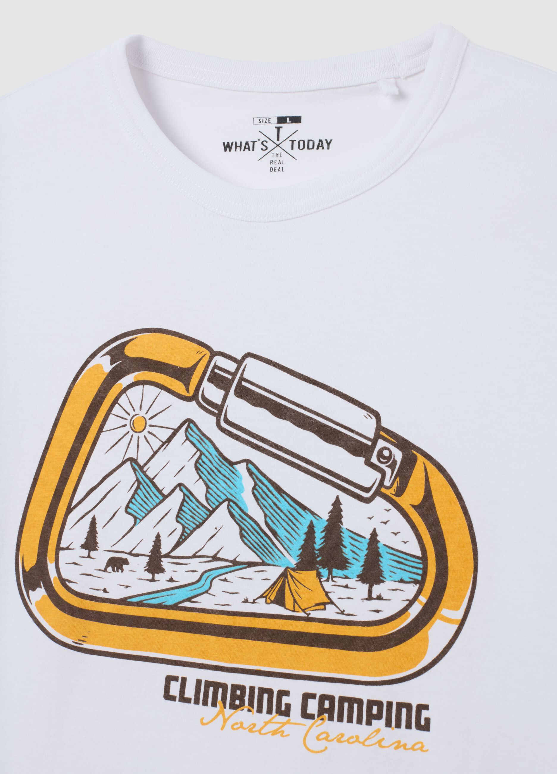 Men's white regular fit pure cotton T-shirt with print