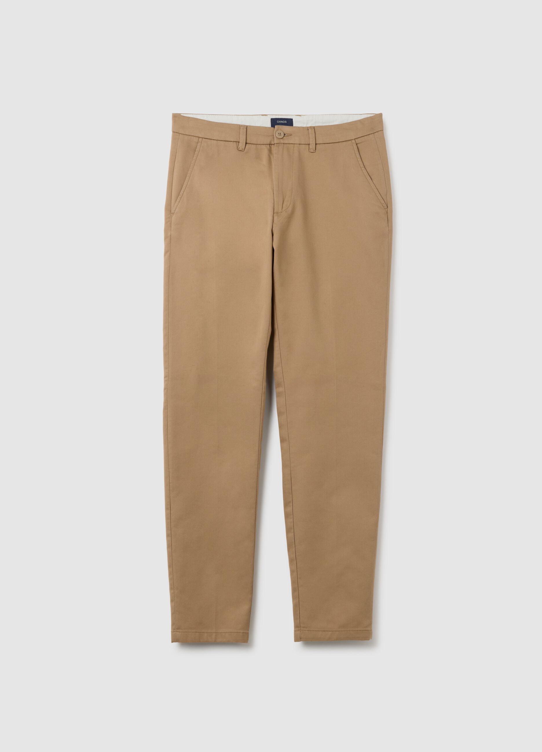 Brown slim fit cotton trousers