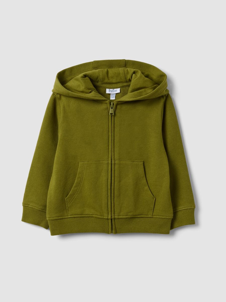Felpa verde con cappuccio in puro cotone organico regular fit per bimbo_0