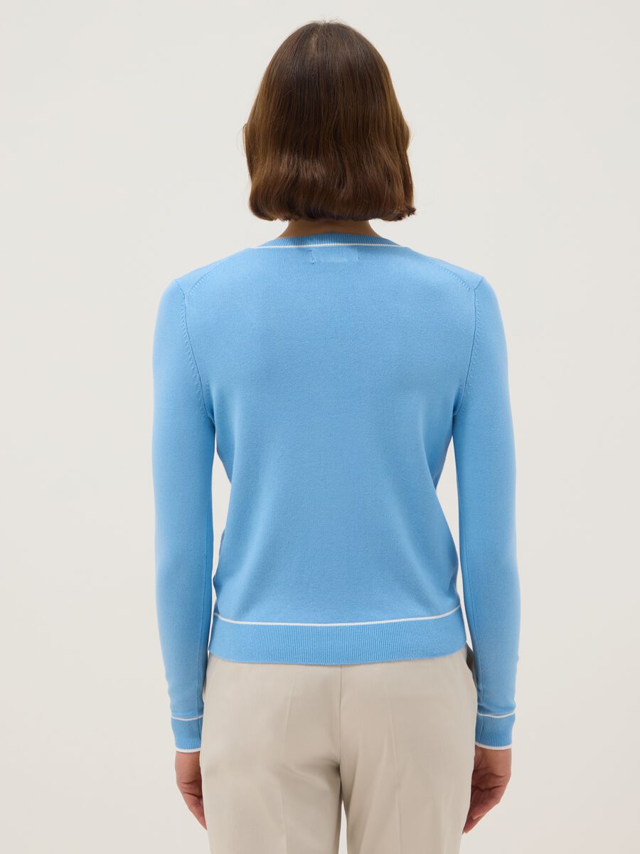 Cardigan in misto viscosa azzurro regular fit con bottoni_2