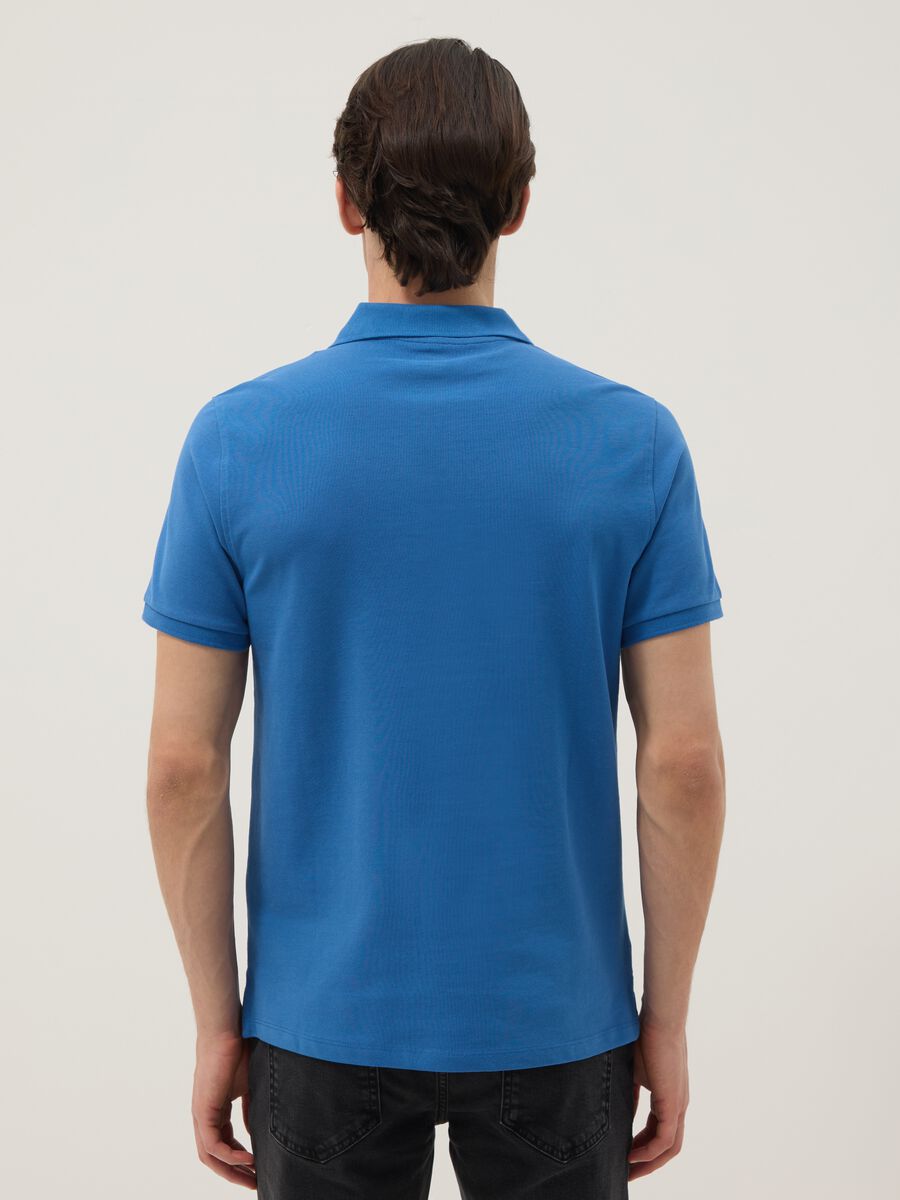 Navy blue organic cotton regular-fit short-sleeve polo_3