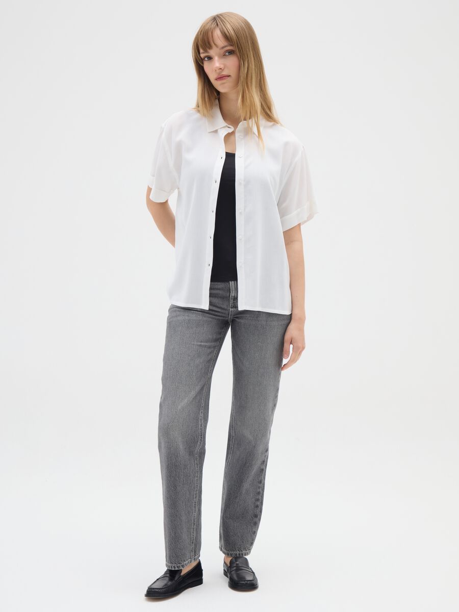 Grey Straight Denim Jeans_0