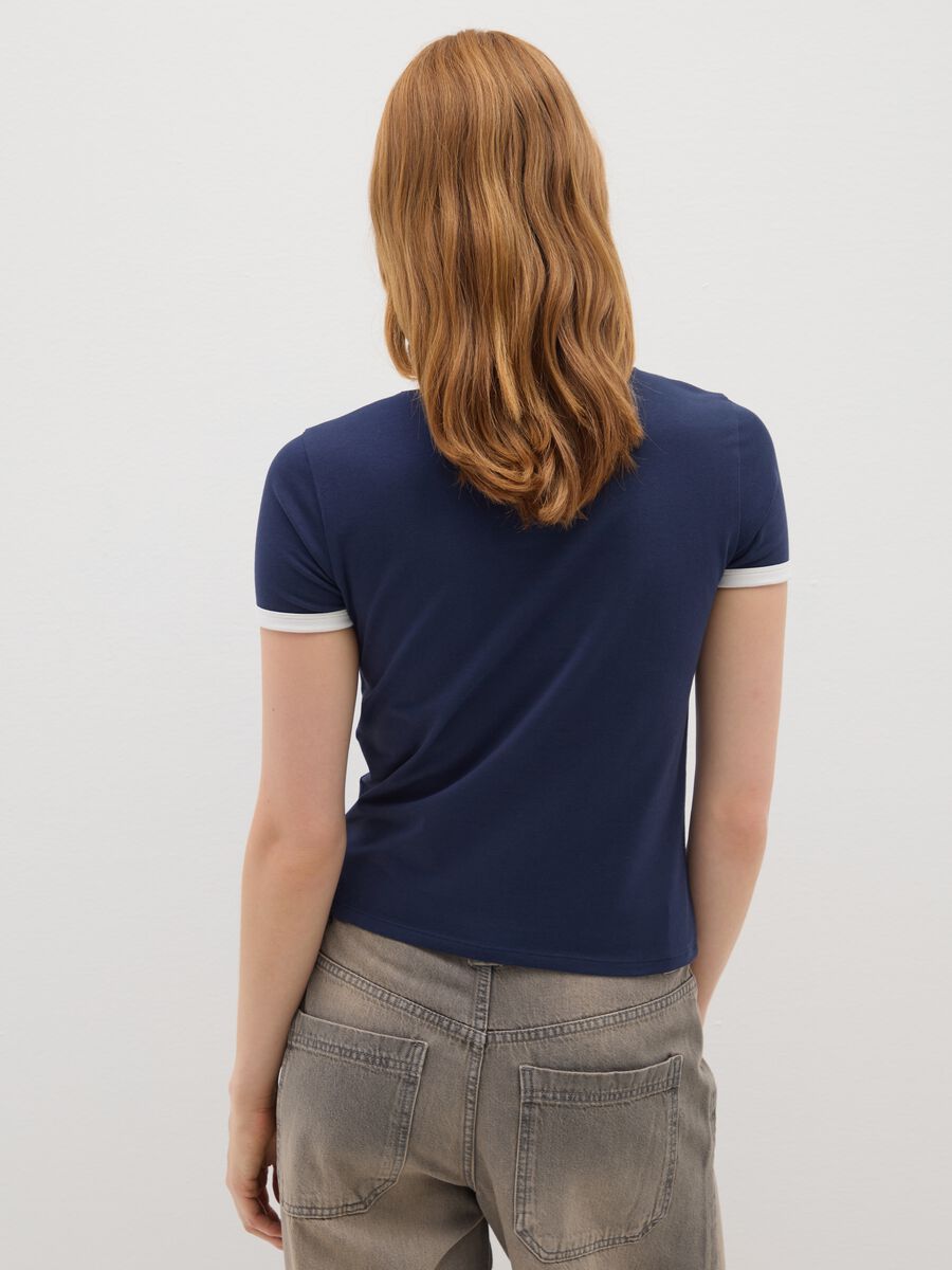 T-shirt in cotone elasticizzato blu regular fit_3