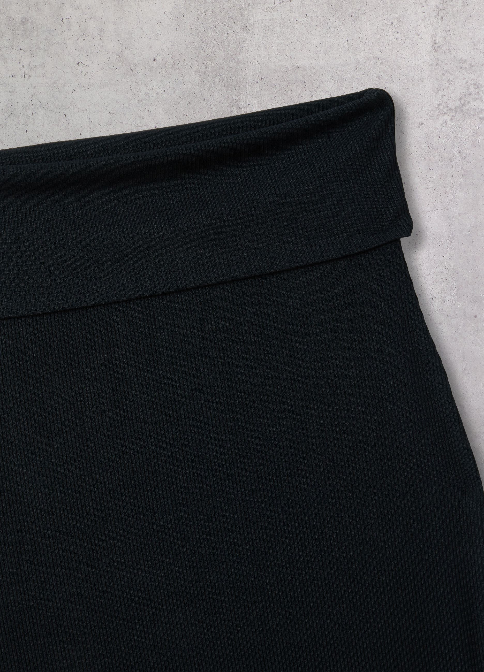 Black Foldover Long Skirt